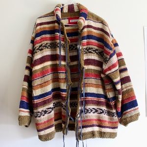 Hand-Woven Chenille Blanket Coat/Cardigan